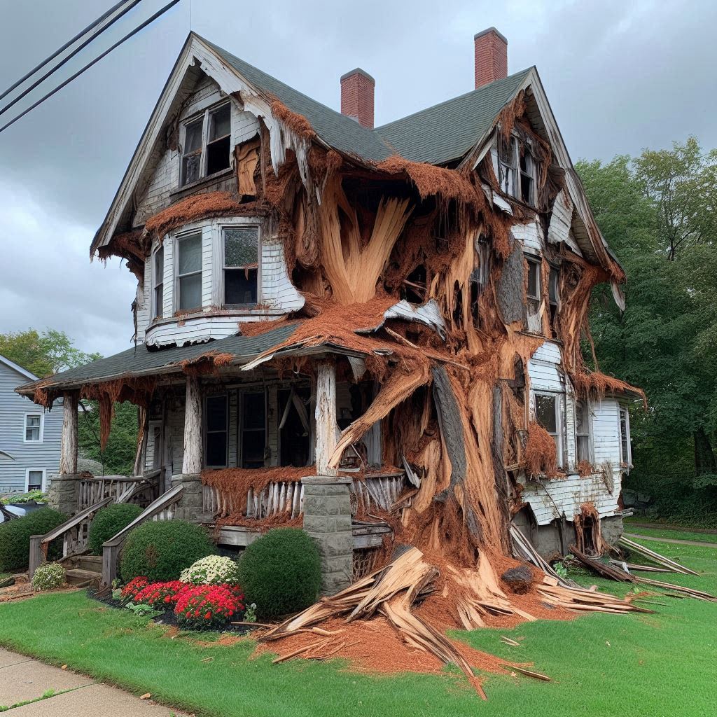 Signs Your Bolingbrook Home Needs a Tree Inspection Blog Article - Tree with visible damage, including broken branches and signs of disease near an Bolingbrook home